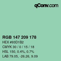 Color code: RGB 147 209 178 | qconv.com