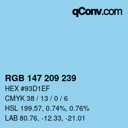 Color code: RGB 147 209 239 | qconv.com