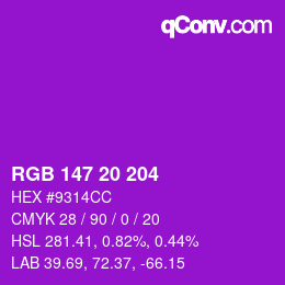 Color code: RGB 147 20 204 | qconv.com
