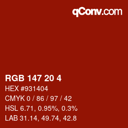 Color code: RGB 147 20 4 | qconv.com