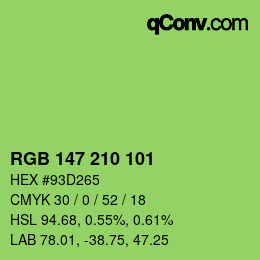 カラーコード: RGB 147 210 101 | qconv.com