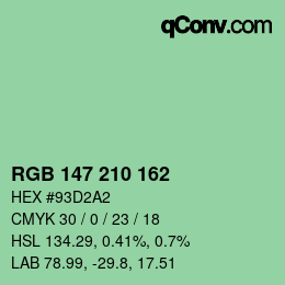 颜色代码: RGB 147 210 162 | qconv.com