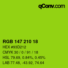 Color code: RGB 147 210 18 | qconv.com