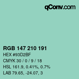 Color code: RGB 147 210 191 | qconv.com