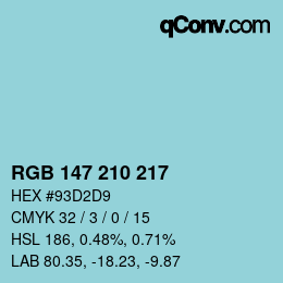 Código de color: RGB 147 210 217 | qconv.com