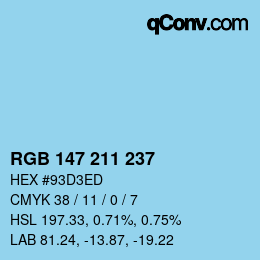 Color code: RGB 147 211 237 | qconv.com