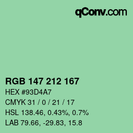 颜色代码: RGB 147 212 167 | qconv.com