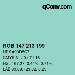Color code: RGB 147 213 199 | qconv.com