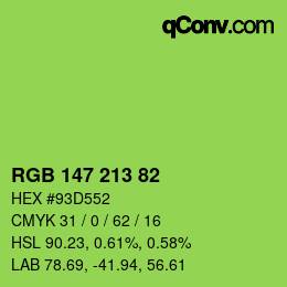 Color code: RGB 147 213 82 | qconv.com