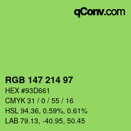 Color code: RGB 147 214 97 | qconv.com