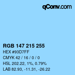 Color code: RGB 147 215 255 | qconv.com