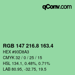 カラーコード: RGB 147 216.8 163.4 | qconv.com