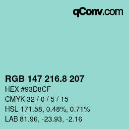 カラーコード: RGB 147 216.8 207 | qconv.com