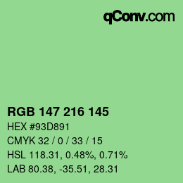 Color code: RGB 147 216 145 | qconv.com
