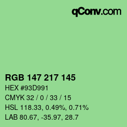 Color code: RGB 147 217 145 | qconv.com