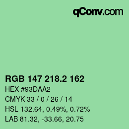 カラーコード: RGB 147 218.2 162 | qconv.com