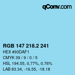 カラーコード: RGB 147 218.2 241 | qconv.com