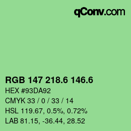 カラーコード: RGB 147 218.6 146.6 | qconv.com