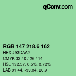 カラーコード: RGB 147 218.6 162 | qconv.com