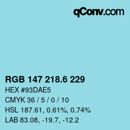 カラーコード: RGB 147 218.6 229 | qconv.com