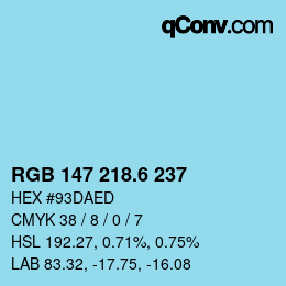 カラーコード: RGB 147 218.6 237 | qconv.com