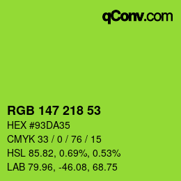 Color code: RGB 147 218 53 | qconv.com