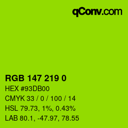 Color code: RGB 147 219 0 | qconv.com