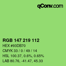 Color code: RGB 147 219 112 | qconv.com
