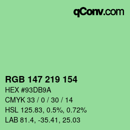Color code: RGB 147 219 154 | qconv.com
