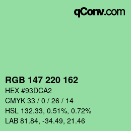 Color code: RGB 147 220 162 | qconv.com