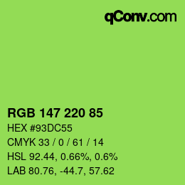 Color code: RGB 147 220 85 | qconv.com