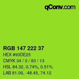 Color code: RGB 147 222 37 | qconv.com