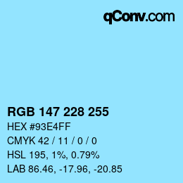 Color code: RGB 147 228 255 | qconv.com