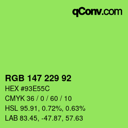 Farbcode: RGB 147 229 92 | qconv.com