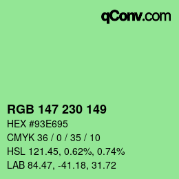 Color code: RGB 147 230 149 | qconv.com