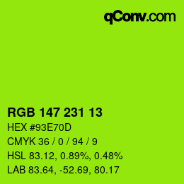 Color code: RGB 147 231 13 | qconv.com