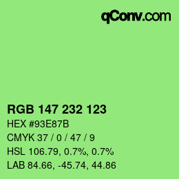 Color code: RGB 147 232 123 | qconv.com