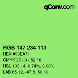 Código de color: RGB 147 234 113 | qconv.com