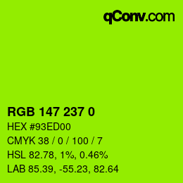 Color code: RGB 147 237 0 | qconv.com