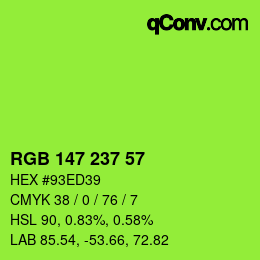Color code: RGB 147 237 57 | qconv.com
