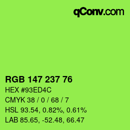 Código de color: RGB 147 237 76 | qconv.com