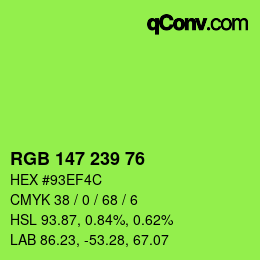 Color code: RGB 147 239 76 | qconv.com