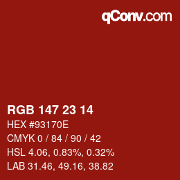 Color code: RGB 147 23 14 | qconv.com