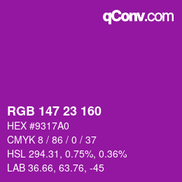 Color code: RGB 147 23 160 | qconv.com