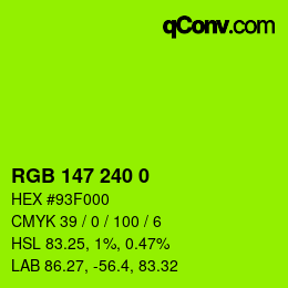 Color code: RGB 147 240 0 | qconv.com