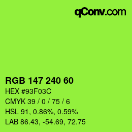 Color code: RGB 147 240 60 | qconv.com
