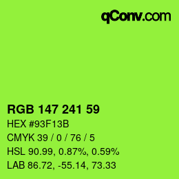 Color code: RGB 147 241 59 | qconv.com