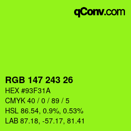Color code: RGB 147 243 26 | qconv.com