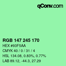 Color code: RGB 147 245 170 | qconv.com