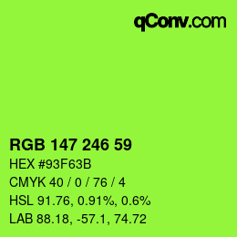 Color code: RGB 147 246 59 | qconv.com